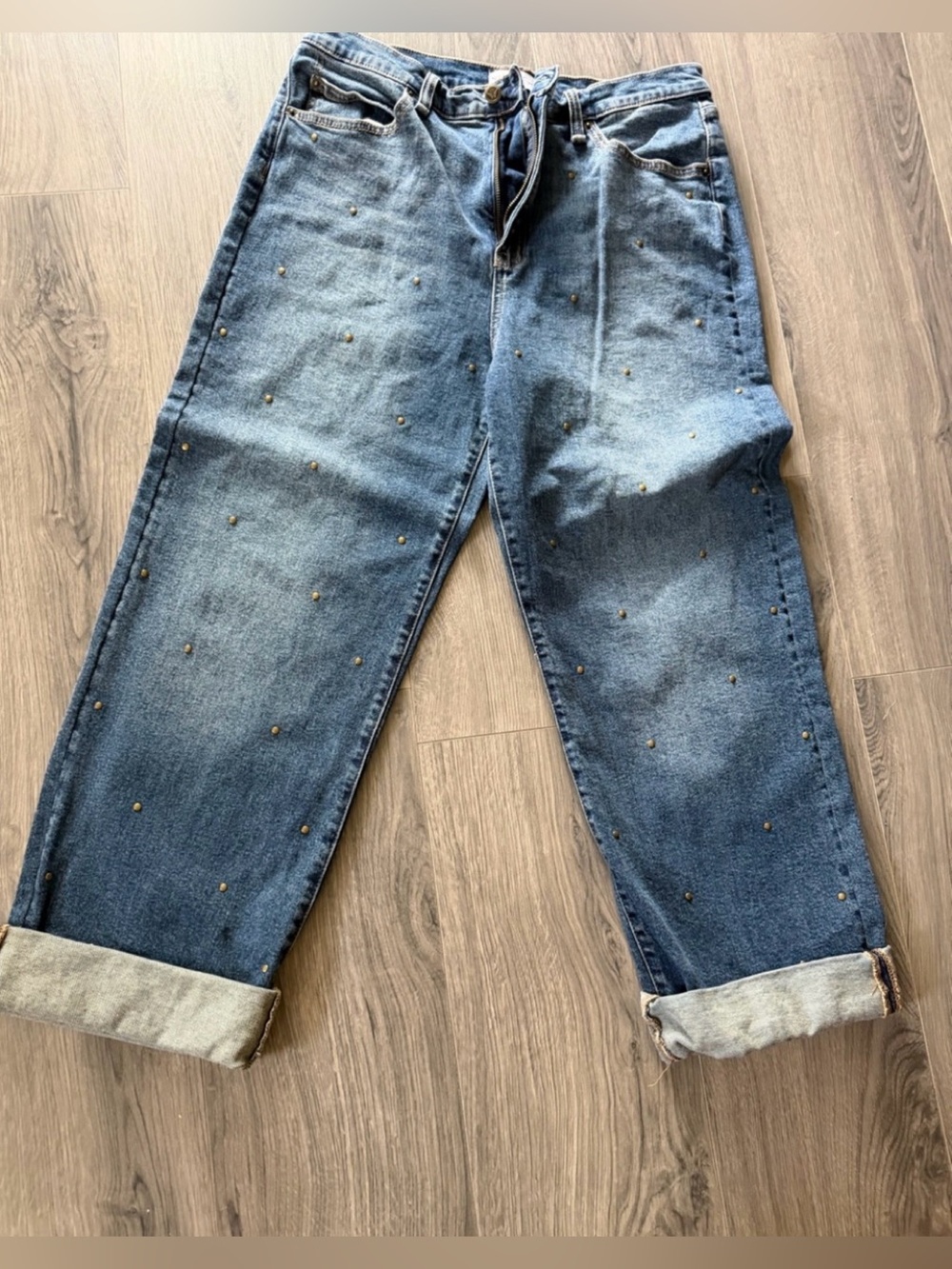 Jessica Simpson Dark Blue Studded Wide Leg Jeans Size 10